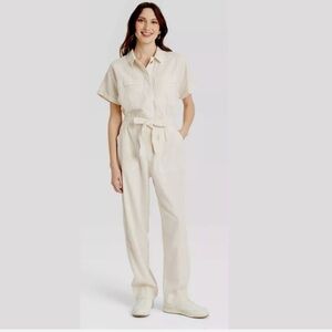 Universal Thread Cream Linen Jumpsuit